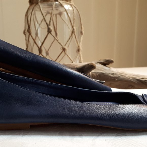 Camilla Albani Leather Peep Toe Ballet Flats - Picture 3 of 5